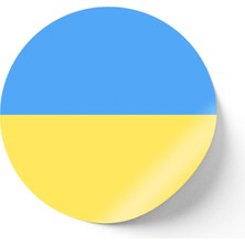 İberk 24 Adet - 7 cm Sticker Etiket - Vektörel Ülke Bayraklı Ukraine Ukrayna Bayrağı
