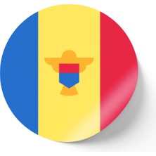 İberk 24 Adet - 7 cm Sticker Etiket - Vektörel Ülke Bayraklı Moldova Bayrağı
