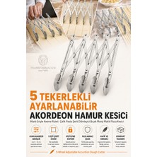 Transformacion 5 Tekerlekli Ayarlanabilir Akordeon Hamur Kesici Mantı Erişte Kesme Ruleti Profesyonel Paslanmaz Çelik Pasta Şerit Dilimleyici Bıçak Mantı Matik Pizza Kesici 723414