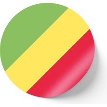 İberk 24 Adet - 7 cm Sticker Etiket - Vektörel Ülke Bayraklı Republic Of The Congo Kongo Cumhuriyeti Bayrağı