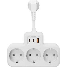 Valor Çoklu Kablolu Priz Çoğaltıcı Priz Dönüştürücü 1usb 2type C Girişli Yüksek Akım Korumalı Fiş