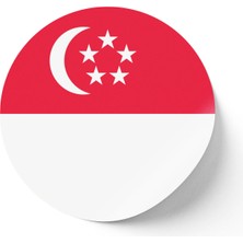 İberk 24 Adet - 7 cm Sticker Etiket - Vektörel Ülke Bayraklı Singapore Singapur Bayrağı
