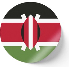 İberk 24 Adet - 7 cm Sticker Etiket - Vektörel Ülke Bayraklı Kenya Bayrağı