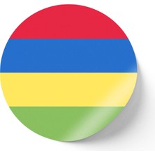 İberk 24 Adet - 7 cm Sticker Etiket - Vektörel Ülke Bayraklı Mauritius Bayrağı