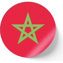 İberk 30 Adet - 5.5 cm Sticker Etiket - Vektörel Ülke Bayraklı Morocco Fas Bayrağı