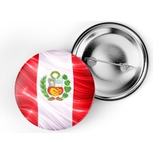 İberk 5 Adet - Iğneli Çanta Rozeti - Peru – Peru Bayrağı - Abstract Ülke Bayraklı