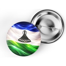İberk 5 Adet - Iğneli Çanta Rozeti - Lesotho – Lesotho Bayrağı - Abstract Ülke Bayraklı