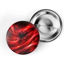 İberk 5 Adet - Iğneli Çanta Rozeti - Arnavutluk – Albania Bayrağı - Abstract Ülke Bayraklı