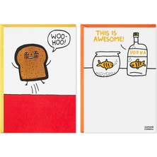 Valor Hallmark Shoebox 2'li Paket Komik Doğum Günü Kartı (Tost ve Japon Balığı), (699RZG1102)