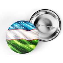 İberk 5 Adet - Iğneli Çanta Rozeti - Özbekistan – Uzbekistan Bayrağı - Abstract Ülke Bayraklı