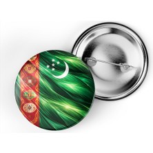 İberk 5 Adet - Iğneli Çanta Rozeti - Türkmenistan – Turkmenistan Bayrağı - Abstract Ülke Bayraklı