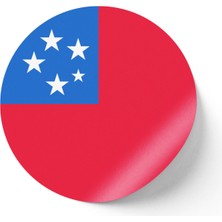 İberk 24 Adet - 7 cm Sticker Etiket - Vektörel Ülke Bayraklı Samoa Bayrağı