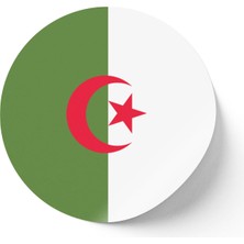 İberk 24 Adet - 7 cm Sticker Etiket - Vektörel Ülke Bayraklı Algeria Cezayir Bayrağı