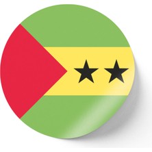 İberk 30 Adet - 5.5 cm Sticker Etiket - Vektörel Ülke Bayraklı Sao Tome And Principe São Tomé ve Príncipe Bayrağı