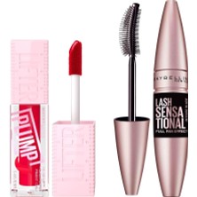 Valor Maybelline New York Lifter Plump Dudak Parlatıcısı- 004 Red Flag & Lash Sensational Yelpaze Etkili