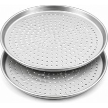Sarıncı Delikli Pizza Tepsisi Lahmacun Pide Tepsisi 36 cm | Yapışmaz Fırın Tepsisi | 2 Adet