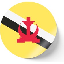 İberk 24 Adet - 7 cm Sticker Etiket - Vektörel Ülke Bayraklı Brunei Bayrağı