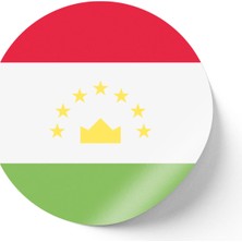 İberk 24 Adet - 7 cm Sticker Etiket - Vektörel Ülke Bayraklı Tajikistan Tacikistan Tacik Bayrağı