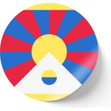 İberk 24 Adet - 7 cm Sticker Etiket - Vektörel Ülke Bayraklı Tibet Bayrağı