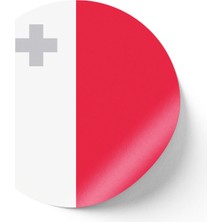 İberk 24 Adet - 7 cm Sticker Etiket - Vektörel Ülke Bayraklı Malta Bayrağı