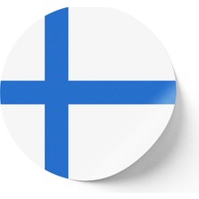 İberk 24 Adet - 7 cm Sticker Etiket - Vektörel Ülke Bayraklı Finland Finlandiya Fin Bayrağı