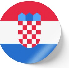 İberk 24 Adet - 7 cm Sticker Etiket - Vektörel Ülke Bayraklı Croatia Hırvatistan Hırvat Bayrağı
