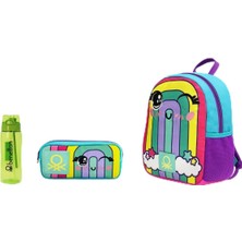 Valor United Colors Of Benetton Gökkuşağı Desenli Üçlü Anaokul Çantası Seti, 34X26X11 Cm, Çok Renkli