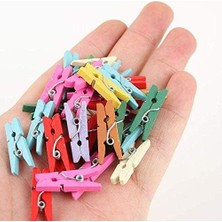 Valor Renkli Dekoratif Fotoğraf Albüm Mini Ahşap Mandal ~100 Adet