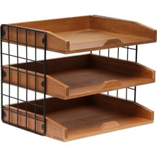 Valor Elegant Designs HG1022-NWD Ev Ofis Ahşap Masa Düzenleyici Posta Mektup Tepsisi 3 Raflı, Doğal Ahşap