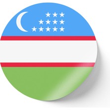 İberk 30 Adet - 5.5 cm Sticker Etiket - Vektörel Ülke Bayraklı Uzbekistan Özbekistan Özbek Bayrağı