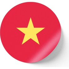 İberk 30 Adet - 5.5 cm Sticker Etiket - Vektörel Ülke Bayraklı Vietnam Bayrağı