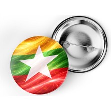 İberk 5 Adet - Iğneli Çanta Rozeti - Myanmar – Myanmar Bayrağı - Abstract Ülke Bayraklı