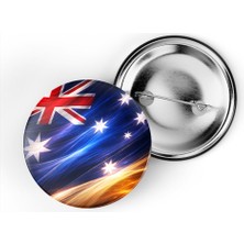 İberk 5 Adet - Iğneli Çanta Rozeti - Avustralya – Australia Bayrağı - Abstract Ülke Bayraklı