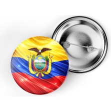 İberk 5 Adet - Iğneli Çanta Rozeti - Ekvador – Ecuador Bayrağı - Abstract Ülke Bayraklı
