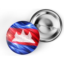 İberk 5 Adet - Iğneli Çanta Rozeti - Kamboçya – Cambodia Bayrağı - Abstract Ülke Bayraklı
