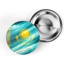 İberk 5 Adet - Iğneli Çanta Rozeti - Kazakistan – Kazakhstan Bayrağı - Abstract Ülke Bayraklı
