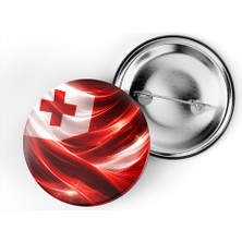 İberk 5 Adet - Iğneli Çanta Rozeti - Tonga – Tonga Bayrağı - Abstract Ülke Bayraklı