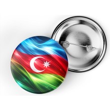 İberk 5 Adet - Iğneli Çanta Rozeti - Azerbaycan – Azerbaijan Bayrağı - Abstract Ülke Bayraklı