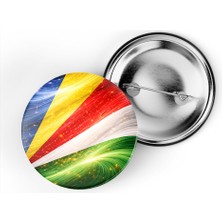 İberk 5 Adet - Iğneli Çanta Rozeti - Seyşeller – Seychelles Bayrağı - Abstract Ülke Bayraklı