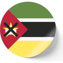 İberk 24 Adet - 7 cm Sticker Etiket - Vektörel Ülke Bayraklı Mozambique Mozambik Bayrağı