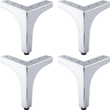 Valor Dekor 17 cm Krom Gümüş 4’lü Metal Mobilya Ayağı Seti Modern Tasarım Koltuk Sehpa Masa Tv Ünitesi