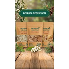 Herboni 100G Çam Sakızı - 100G Sandaloz Sakızı - 75G Arap Zamkı, Bitkisel Reçine Seti, Doğal ve Katkısız