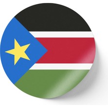 İberk 24 Adet - 7 cm Sticker Etiket - Vektörel Ülke Bayraklı South Sudan Güney Sudan Bayrağı