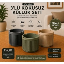 Poliwork 3'lü Small Model Kokusuz Küllük Seti Plastik Sigara Küllüğü Yanmaz Plastik Dekoratif Masa Küllüğü 3 Sigara Yuvalı
