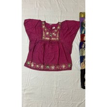 Fibula Bohem ve Otantik Standart Beden Işlemeli Pamuk Bluz 36-46 Bedenler Arası Uygun