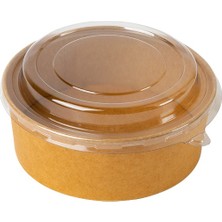 Yılhan Ambalaj 1300 cc Kraft Salata Kabı 50'li Set | Kapak Dahil | Sızdırmaz Tek Kullanımlık Gıda Saklama ve Paket Servis Kabı