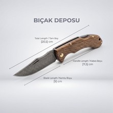 Bıçak Deposu Özdemir Ahşap Saplı Katlanır Çakı Avcı Kamp Bıçağı 20.5 cm