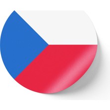 İberk 24 Adet - 7 cm Sticker Etiket - Vektörel Ülke Bayraklı Czech Republic Çekya Çek Bayrağı