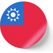 İberk 24 Adet - 7 cm Sticker Etiket - Vektörel Ülke Bayraklı Taiwan Tayvan Bayrağı