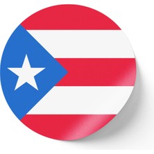 İberk 24 Adet - 7 cm Sticker Etiket - Vektörel Ülke Bayraklı Puerto Rico Porto Riko Bayrağı